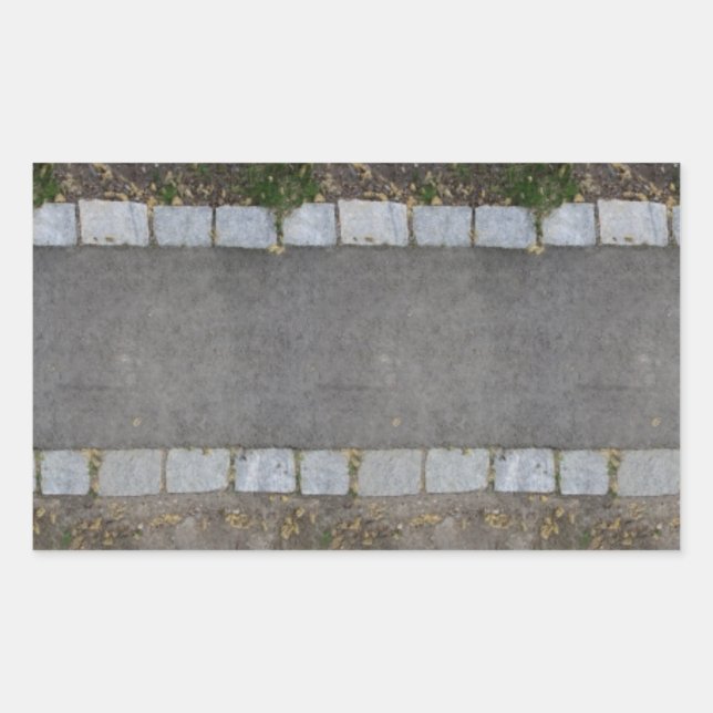 Sticker Rectangulaire petit chemin en briques avec herbe et terre (Devant)