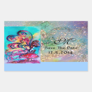 Sticker Rectangulaire Petit Elfe de Champignons Sauvez le Monogramme Dat