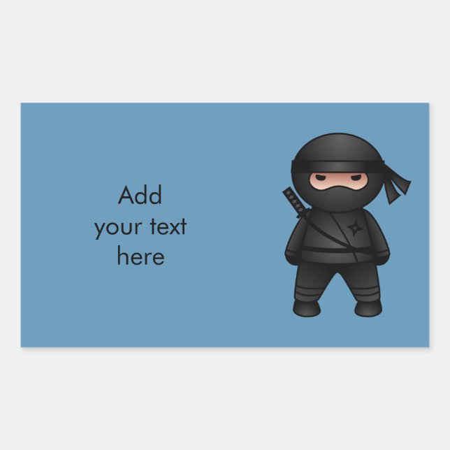 Sticker Rectangulaire Petit guerrier de Ninja en bleu (Devant)