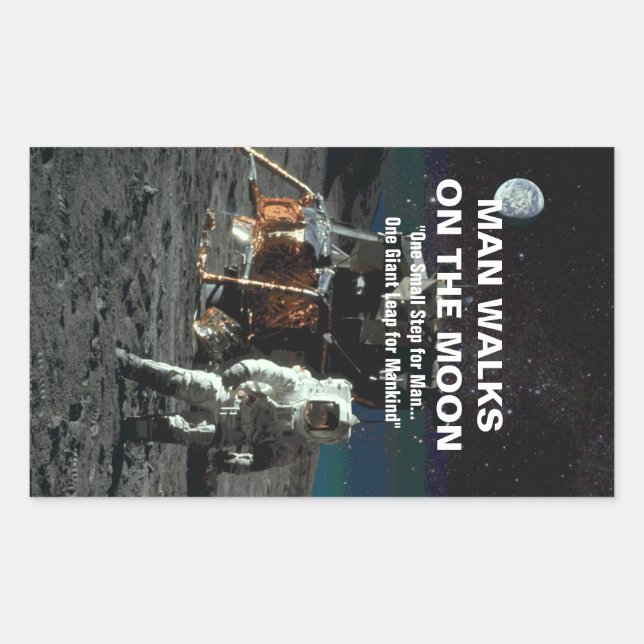 Sticker Rectangulaire Petit pas pour l'homme sur la lune Un bond géant p (Devant)