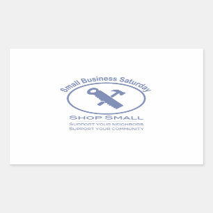 Sticker Rectangulaire Petite entreprise samedi - Matériel bleu