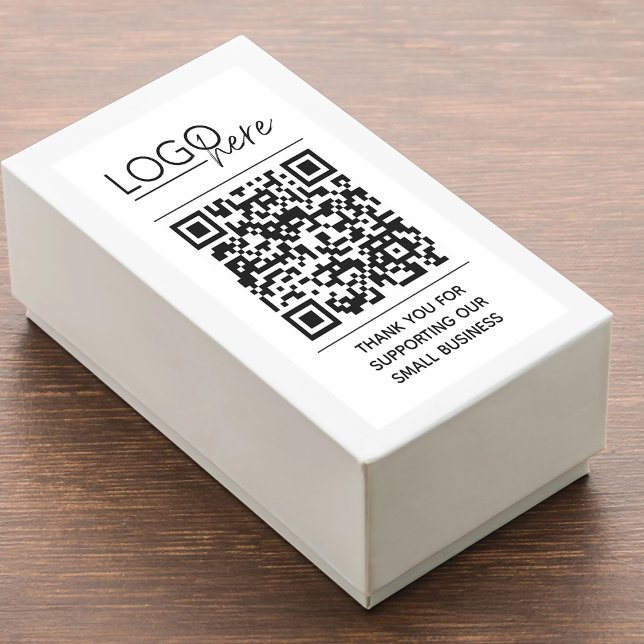 Sticker Rectangulaire Petite entreprise Votre logo Code QR Merci (Small Business Your Logo QR Code Thank You Rectangular Sticker)