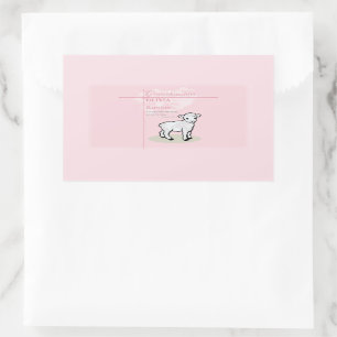 Sticker Rectangulaire Petite-fille Baptême Agneau rose Personnalisé