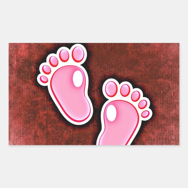 Sticker Rectangulaire petite fille pas pieds mignon s'attendant nouveau- (Devant)