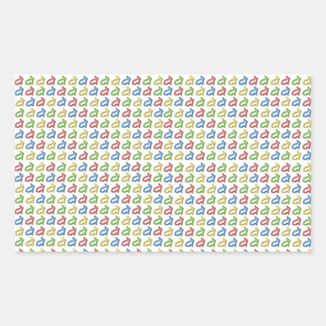 Sticker Rectangulaire Petites formes de lapin coloré (Devant)