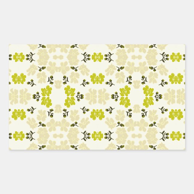 Sticker Rectangulaire Petites Roses Jaunes (Devant)