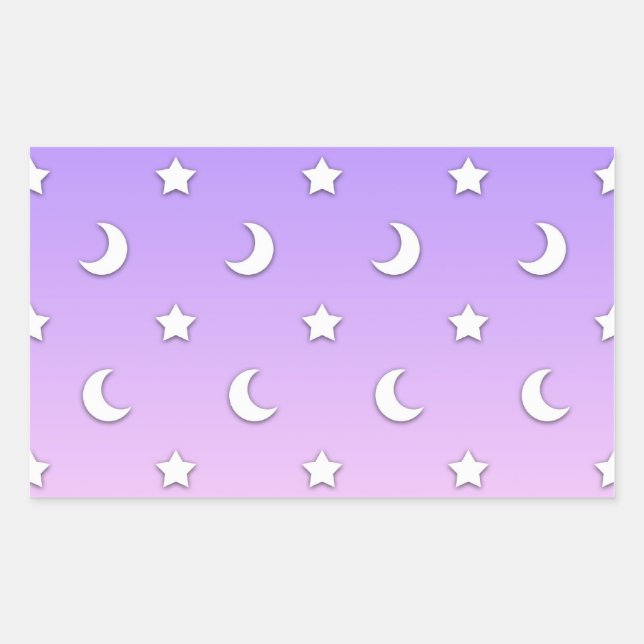 Sticker Rectangulaire Petits motifs d'étoiles et de lunes blanches (Devant)