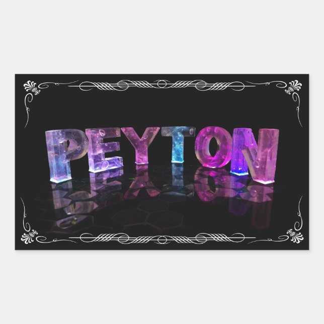 Sticker Rectangulaire Peyton - Le nom Peyton en lumières 3D (Photographi (Devant)