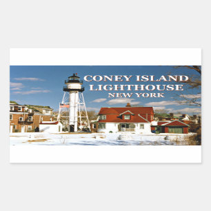 Sticker Rectangulaire Phare de Coney Island, New York