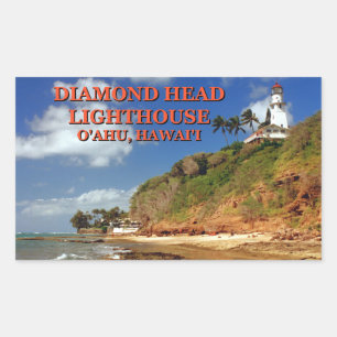 Sticker Rectangulaire Phare de Diamond Head, O'ahu, Hawai'i