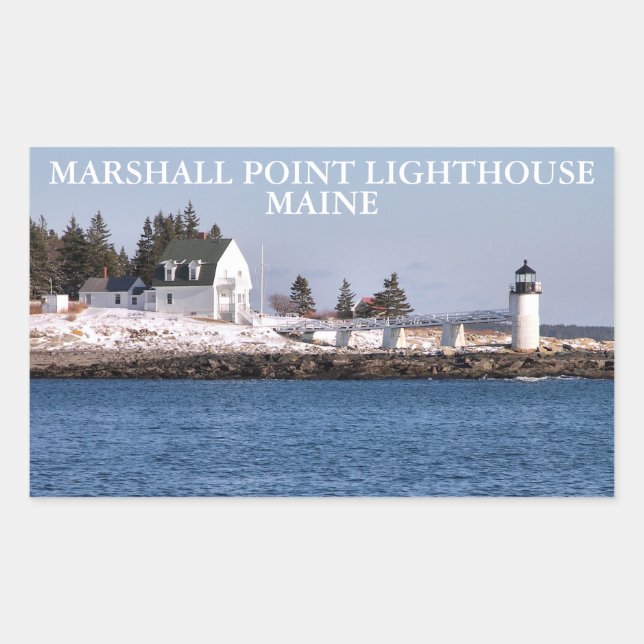 Sticker Rectangulaire Phare de Marshall Point, Port Clyde Maine (Devant)
