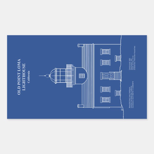 Sticker Rectangulaire Phare de Old Point Loma - Californie - AD (Devant)