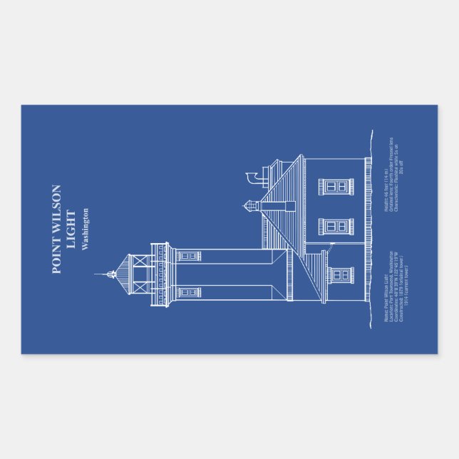 Sticker Rectangulaire Phare de Point Wilson - Washington - AD (Devant)