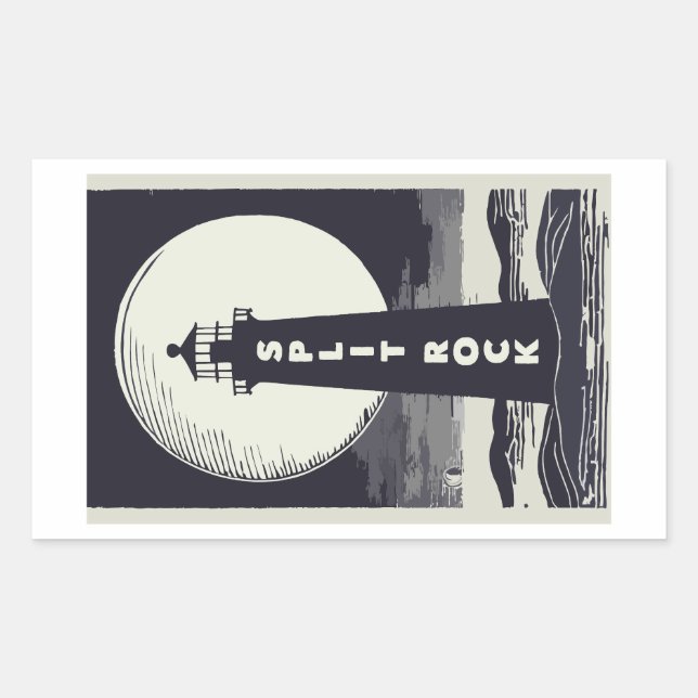 Sticker Rectangulaire Phare de Split Rock Minnesota Moon (Devant)
