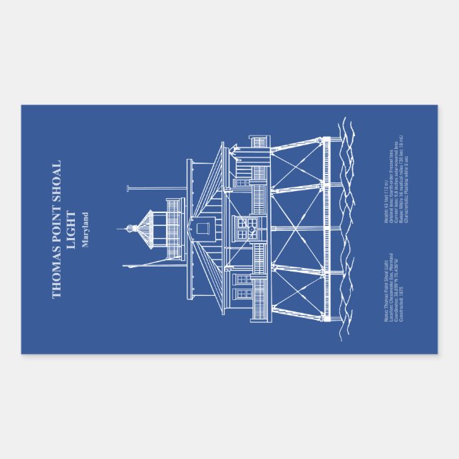 Sticker Rectangulaire Phare de Thomas Point Shoal - Maryland - AD (Devant)