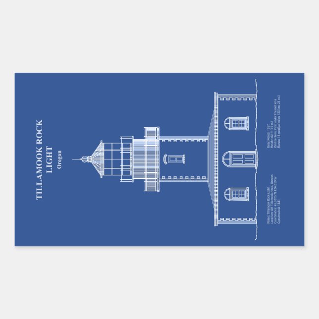 Sticker Rectangulaire Phare de Tillamook Rock - Oregon - AD (Devant)