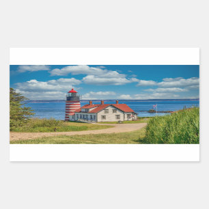 Sticker Rectangulaire Phare de West Quoddy Head, Lubec, Maine
