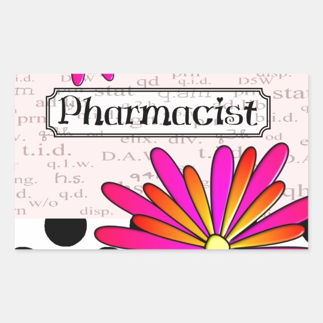 Sticker Rectangulaire Pharmaciens Fleurs Whimsical (Devant)
