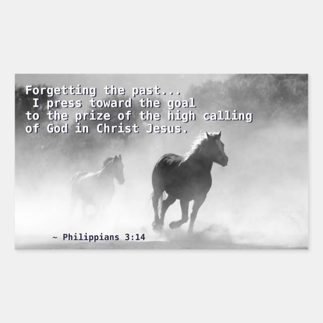 Sticker Rectangulaire Philippiens 3:14 Je presse vers le but, Chevaux (Devant)