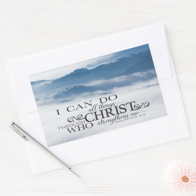 Sticker Rectangulaire Philippiens 4:13 Toutes les choses par la Bible du (Enveloppe)
