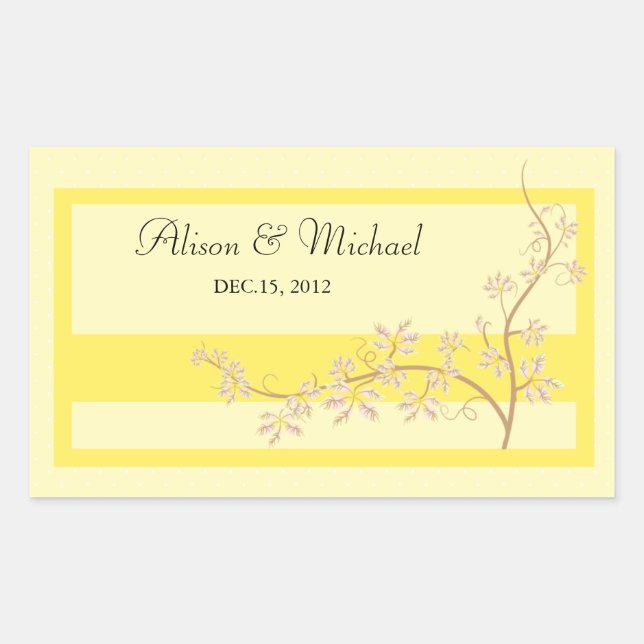 Sticker Rectangulaire Phoque Floral jaune-Mariage (Devant)