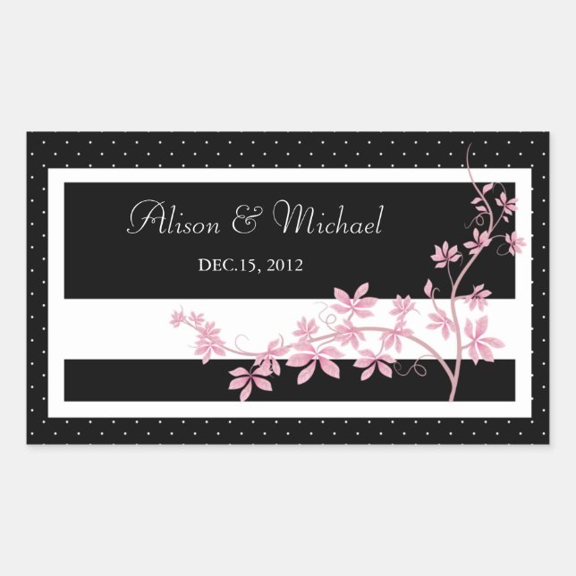 Sticker Rectangulaire Phoque Floral Noir-Mariage (Devant)