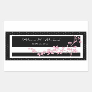 Sticker Rectangulaire Phoque Floral Noir-Mariage