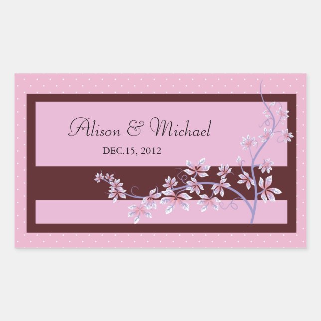 Sticker Rectangulaire Phoque Floral Rose-Mariage (Devant)