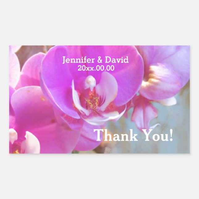 Sticker Rectangulaire Phoques Mariages d'orchidées roses (Devant)