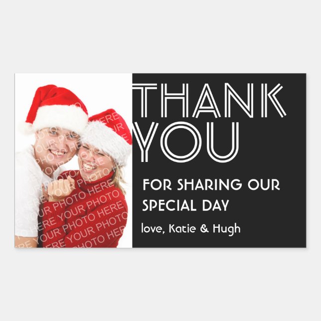 Sticker Rectangulaire Photo big bold merci en dehors de la ville mariage (Devant)