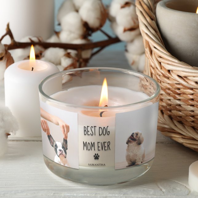 Sticker Rectangulaire Photo Collage moderne Meilleur Chien Maman Jamais (Créateur téléchargé)