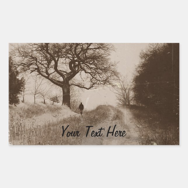 Sticker Rectangulaire photo de la scène atmosphérique de neige d'hiver (Devant)