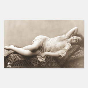 Sticker Rectangulaire Photo française de Risque Flapper Girl 1920