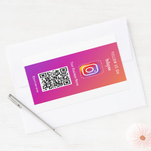 Sticker Rectangulaire Photo Instagram Professionnel Suivez-Moi Qr Code