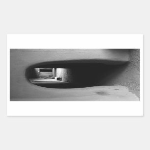 Sticker Rectangulaire Photo noire et blanche d'architecture de porte