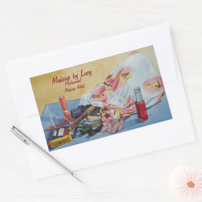 Sticker Rectangulaire photo originale de vie morte du sac maquillage vin (Enveloppe)