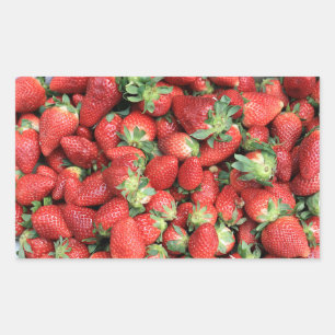 Sticker Rectangulaire Photo Red Juicy Strawberries