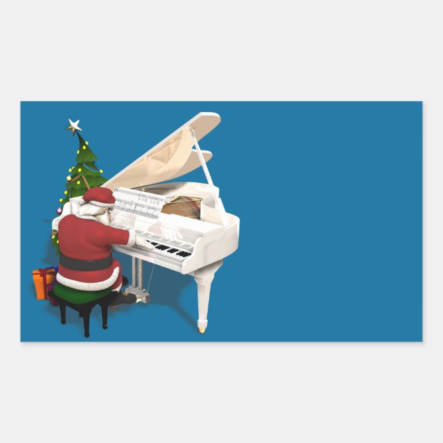 Sticker Rectangulaire Pianiste du Père Noël (Devant)
