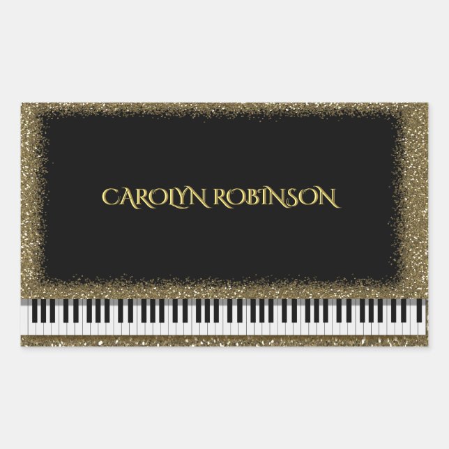 Sticker Rectangulaire Piano Considérant Gold Faux Parties scintillant St (Devant)