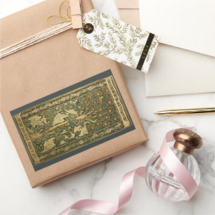 Sticker Rectangulaire Pic-vert par William Morris, Art Textile Vintage