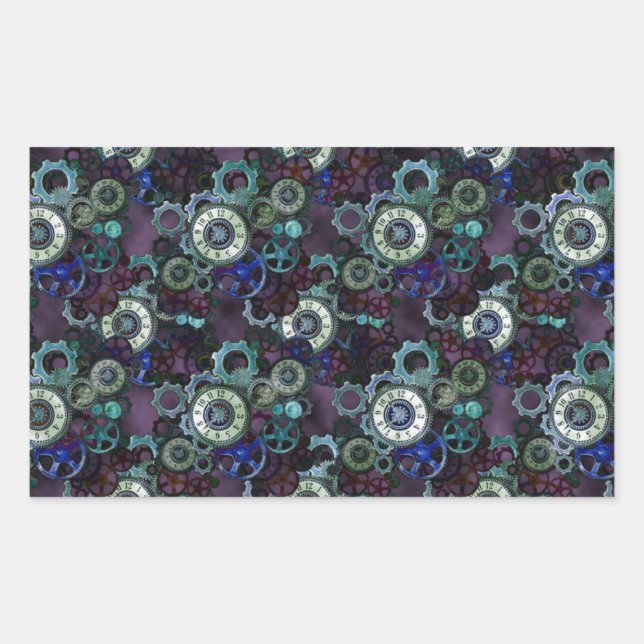 Sticker Rectangulaire pièces de montre steampunk - imprimé violet par Le (Devant)