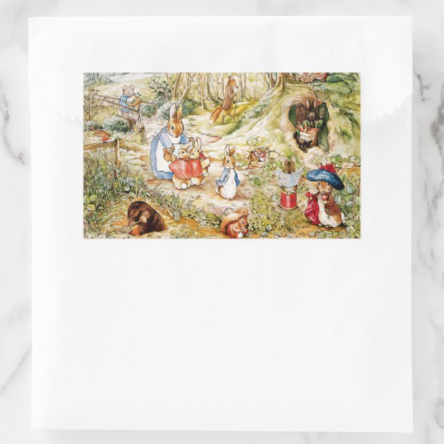 Sticker Rectangulaire Pierre le lapin (Sac)