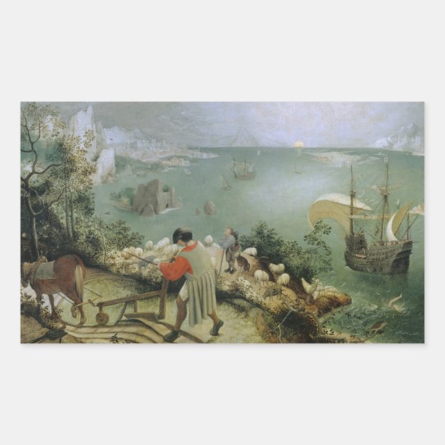 Sticker Rectangulaire Pieter Bruegel l'Ancien -Paysage Chute d'Icarus (Devant)