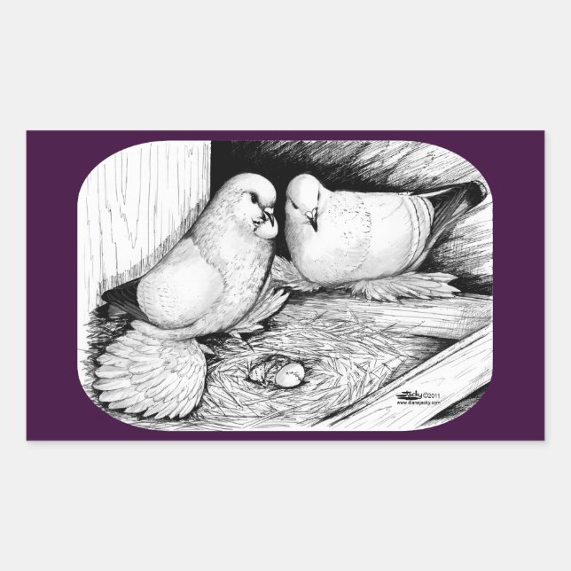 Sticker Rectangulaire Pigeons de glace (Devant)