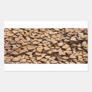 Sticker Rectangulaire Pile De Bois