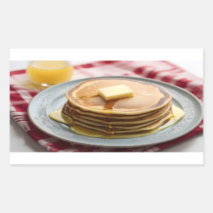 Sticker Rectangulaire Pile de crêpes sur plaque recouverte de sirop