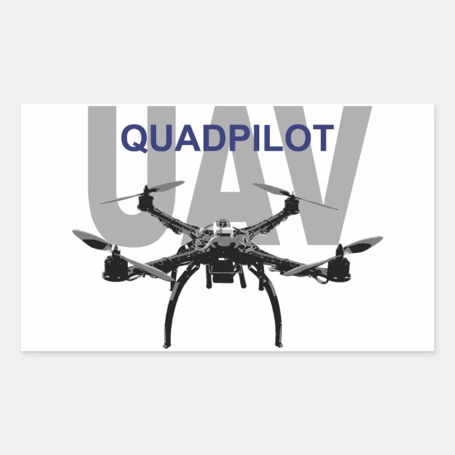 Sticker Rectangulaire Pilote Quadcopter UAV Quadpilot (Devant)