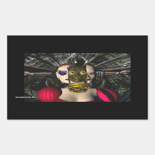 Sticker Rectangulaire PILOTE SPACESHIP ANDROID XENIA, Science-fiction