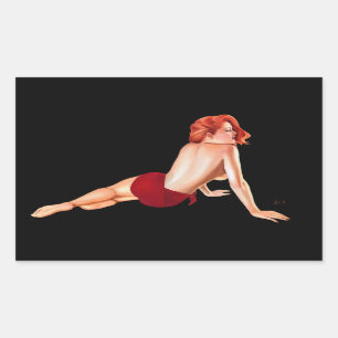 Sticker Rectangulaire Pin- fille, passion rouge (autocollant)