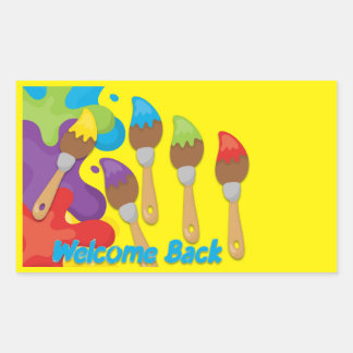 Sticker Rectangulaire Pinceaux de retour Couleurs primaires personnalisé